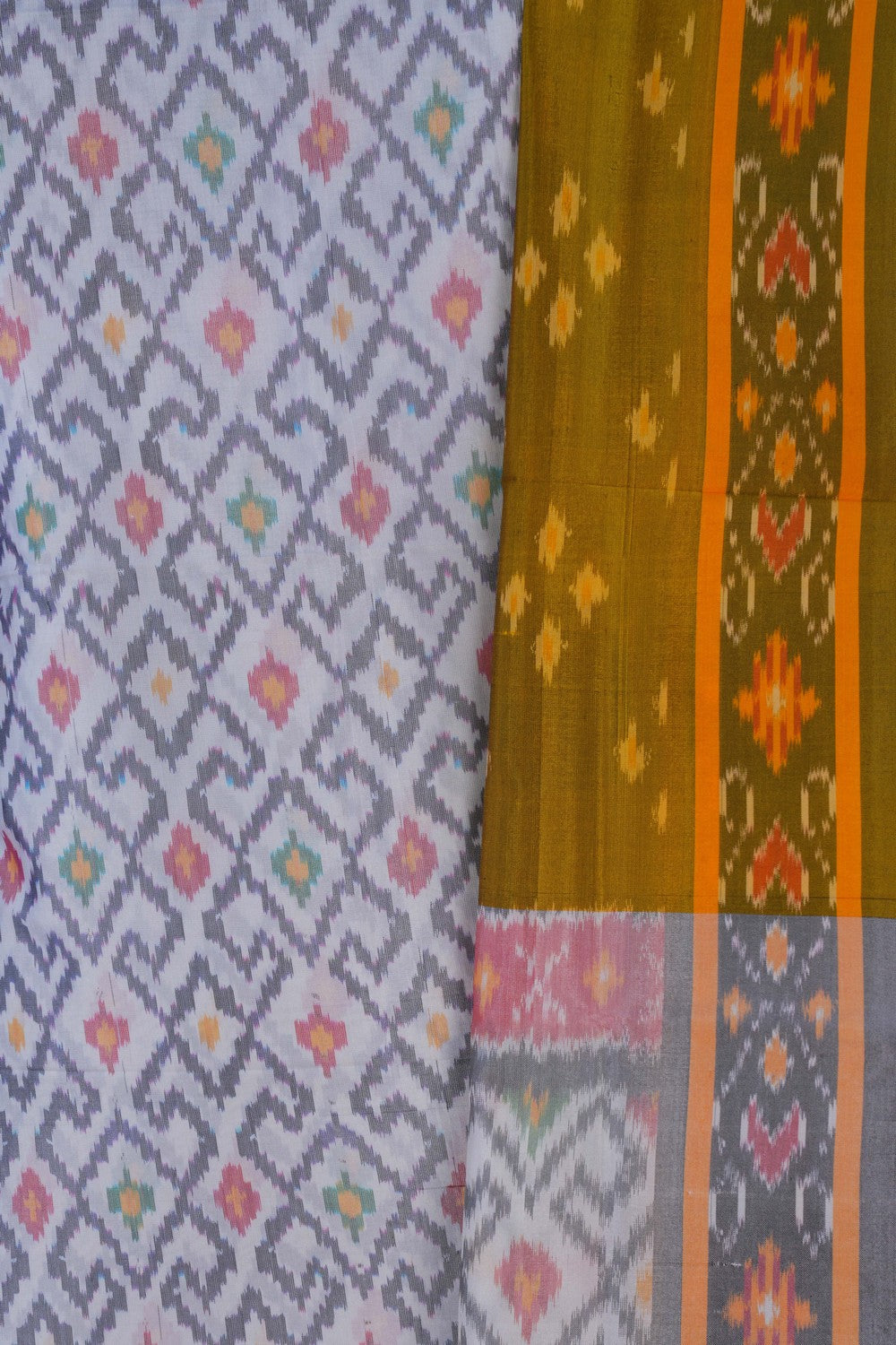 Image of Pochampally Ikat Unstitched Suit With Dupatta (3 Pcs Set)