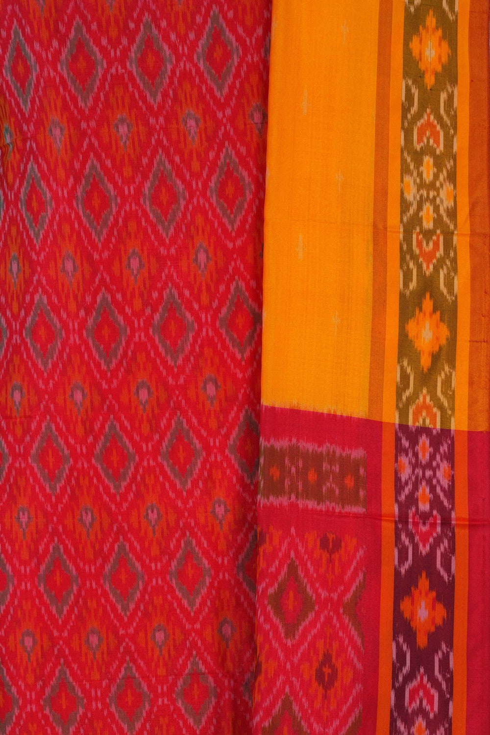 Image of Pochampally Ikat Unstitched Suit With Dupatta (3 Pcs Set)