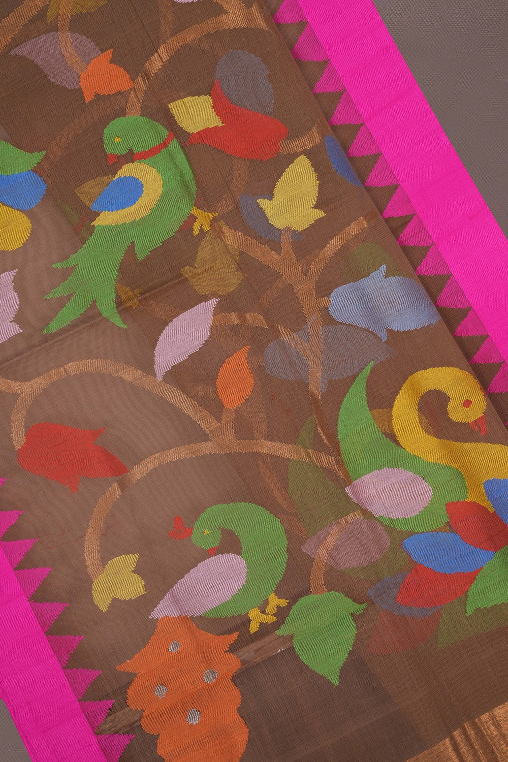 Image of Ponduru Cotton Moss Green Saree