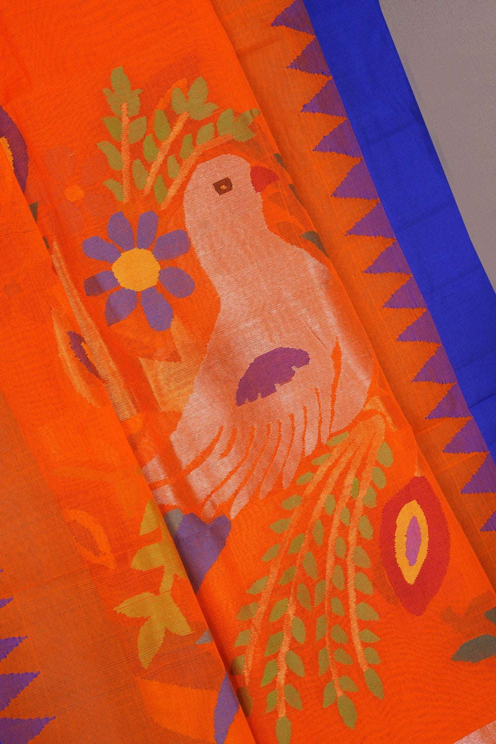 Image of Ponduru Cotton Orange Saree