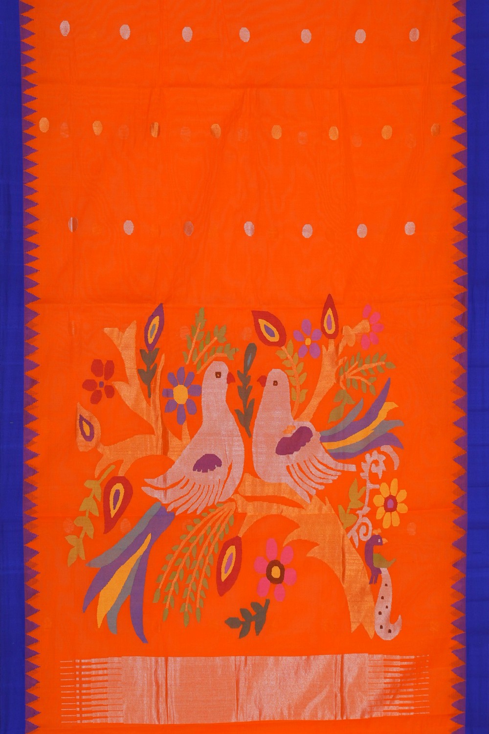 Image of Ponduru Cotton Orange Saree
