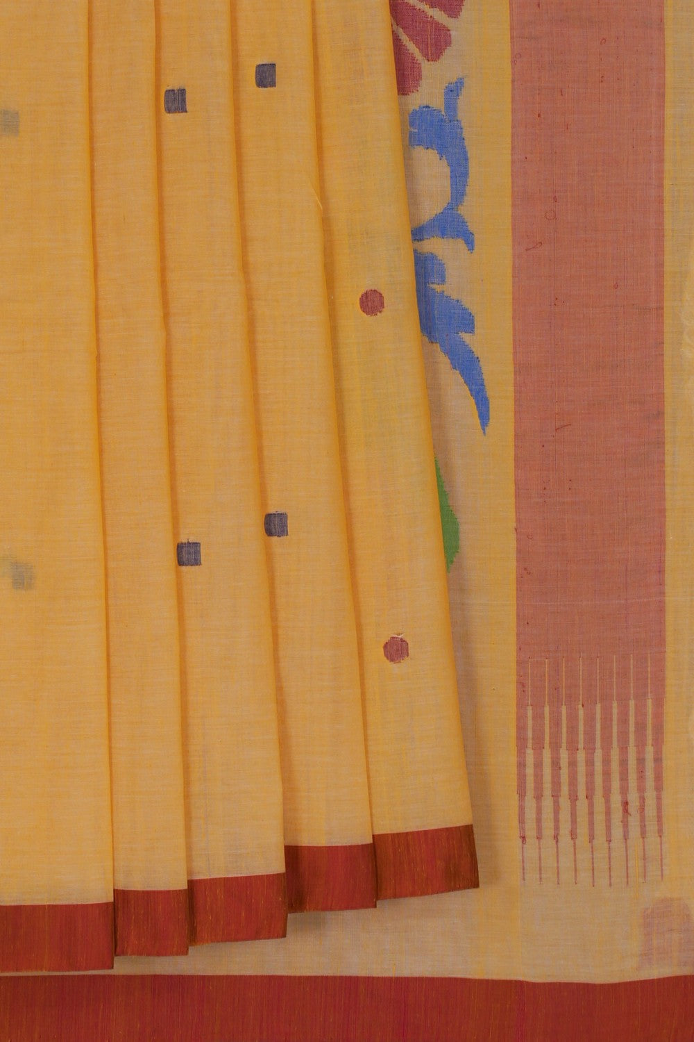 Image of Ponduru Cotton Yellow Saree