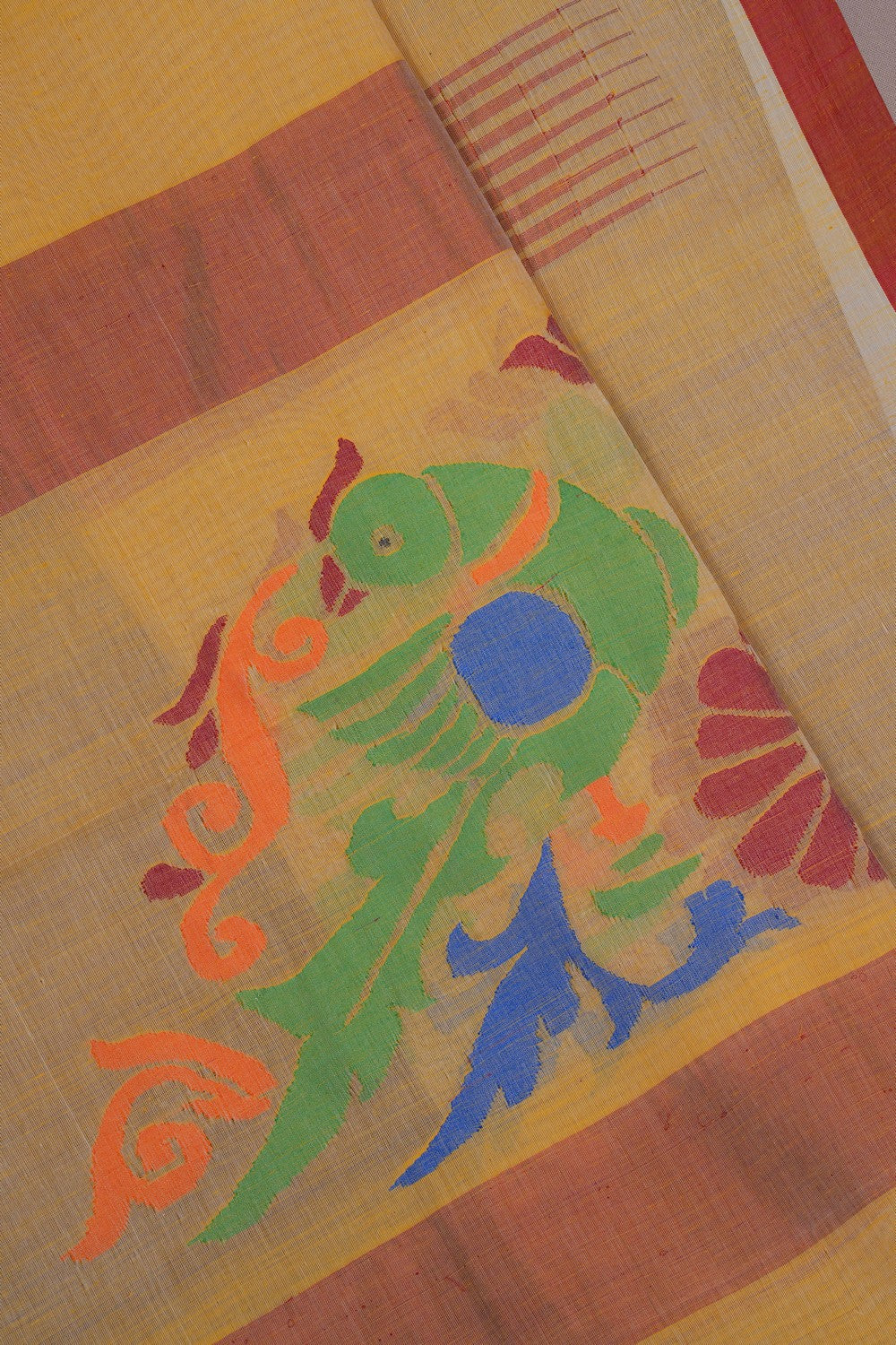 Image of Ponduru Cotton Yellow Saree