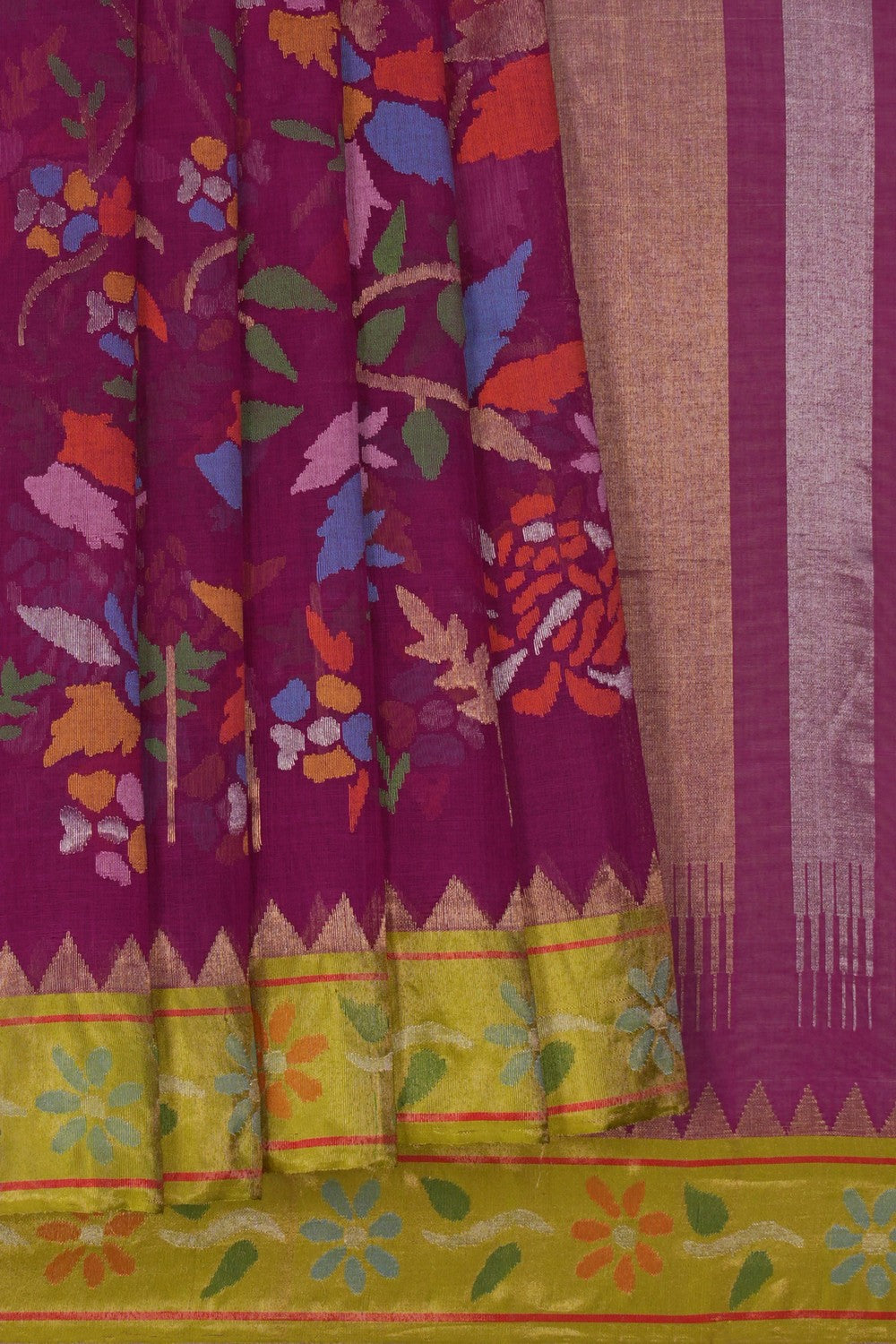 Image of Uppada Cotton Purple Saree