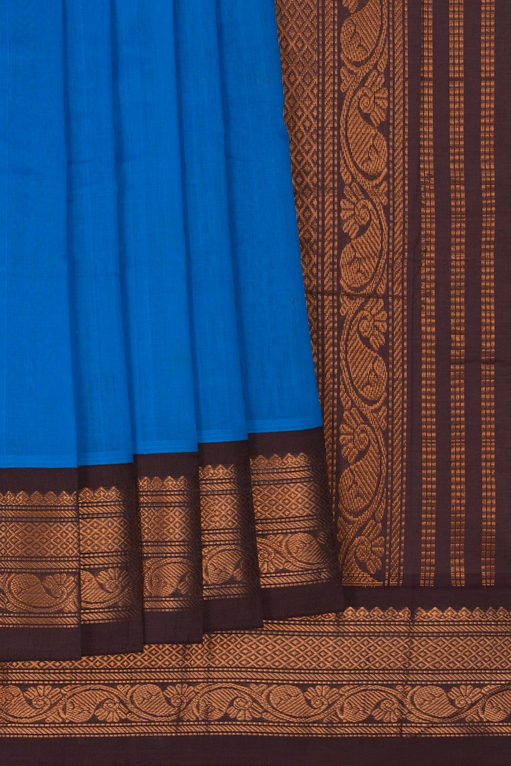 Image of Kanchi Cotton Blue Saree