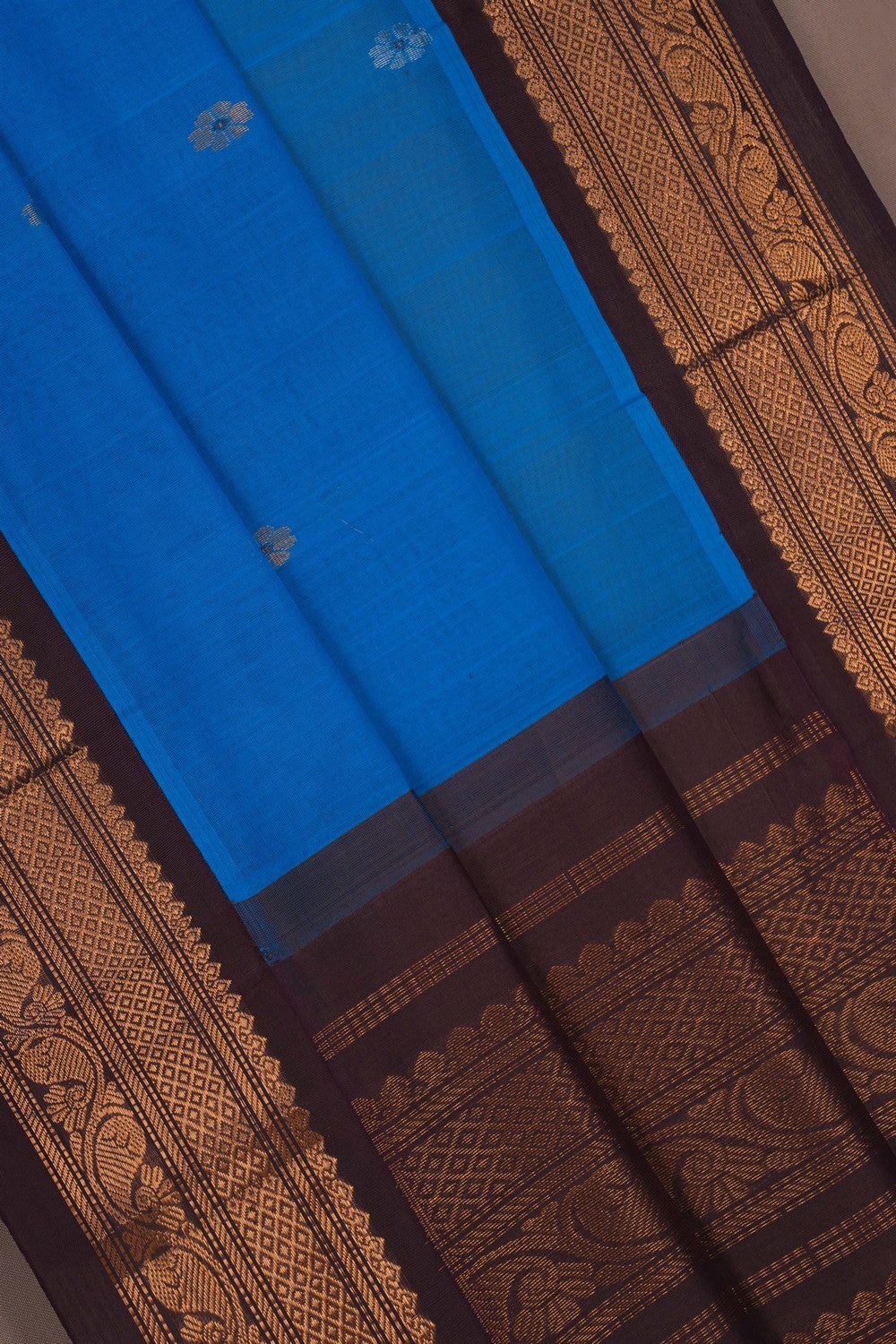 Image of Kanchi Cotton Blue Saree