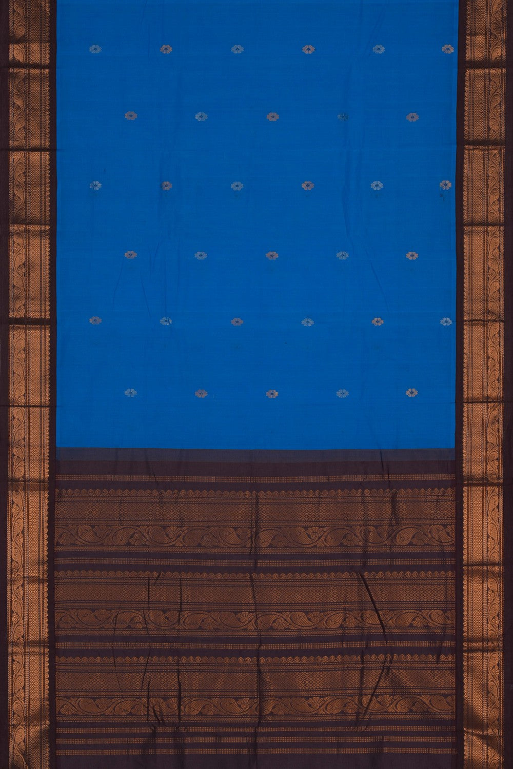 Image of Kanchi Cotton Blue Saree
