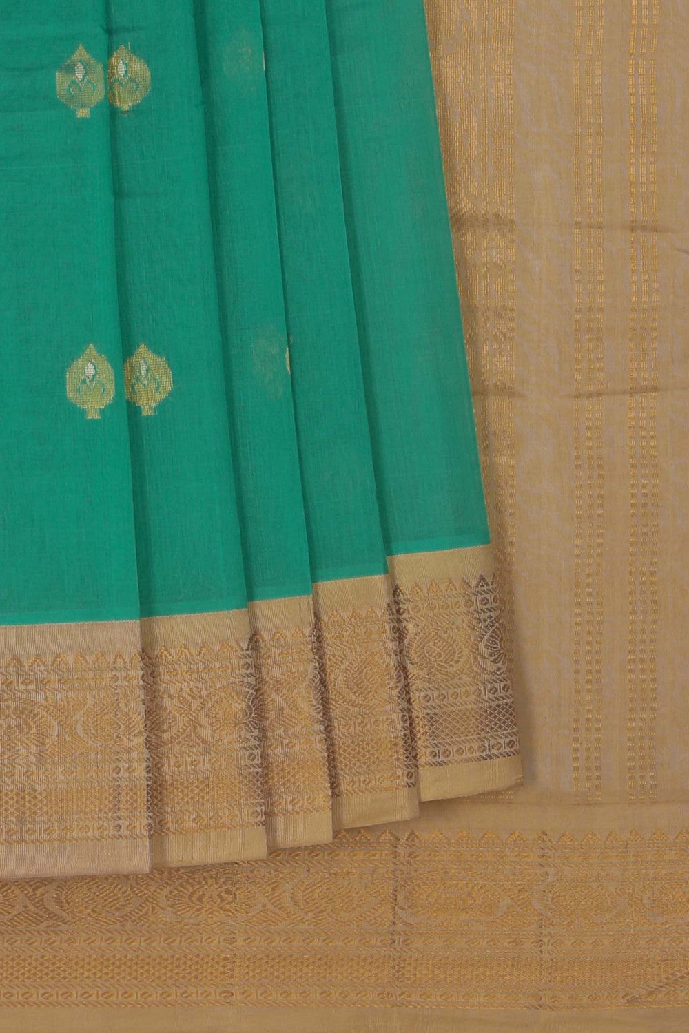 Image of Gadwal Cotton Green Saree