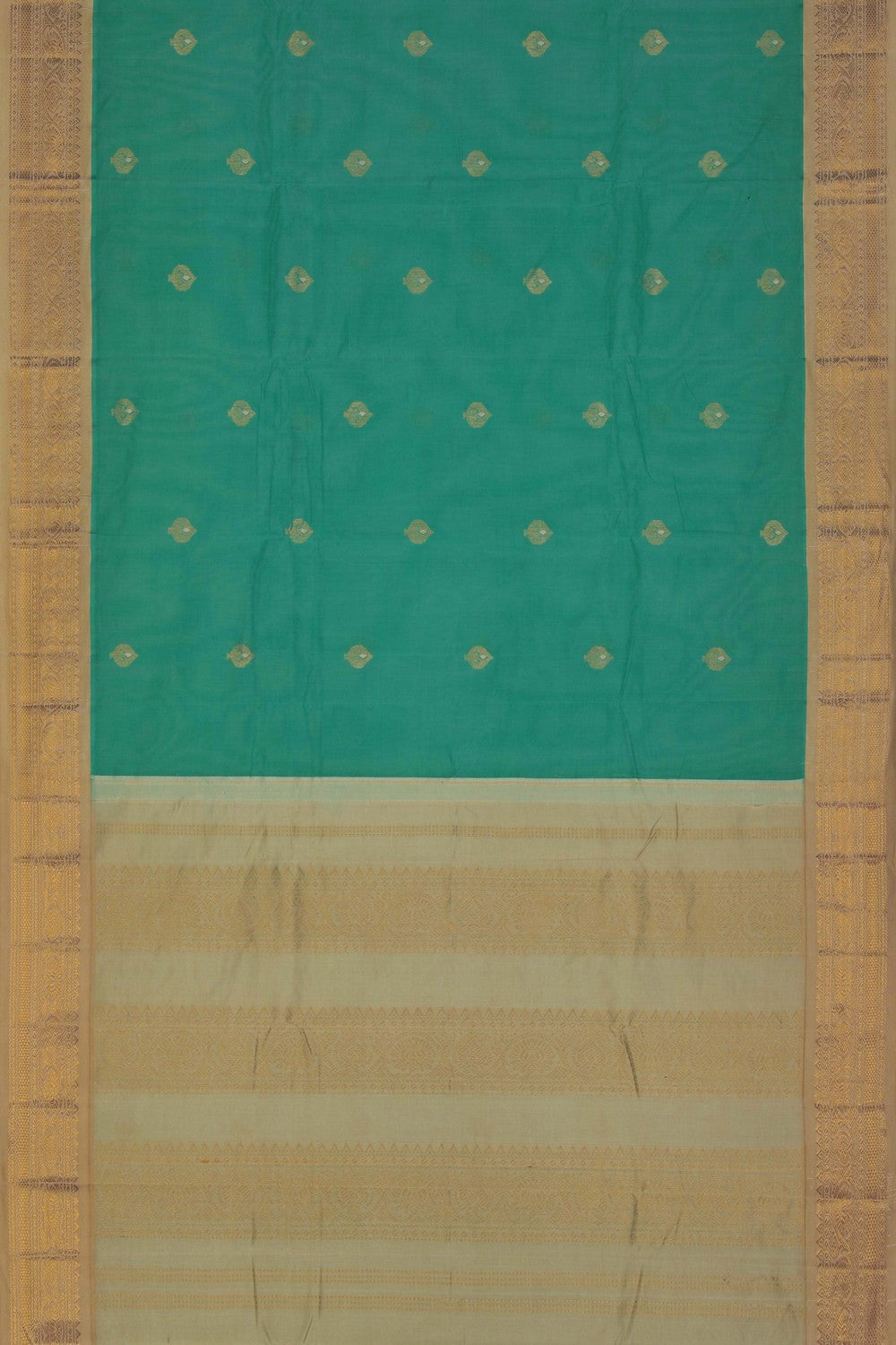 Image of Gadwal Cotton Green Saree
