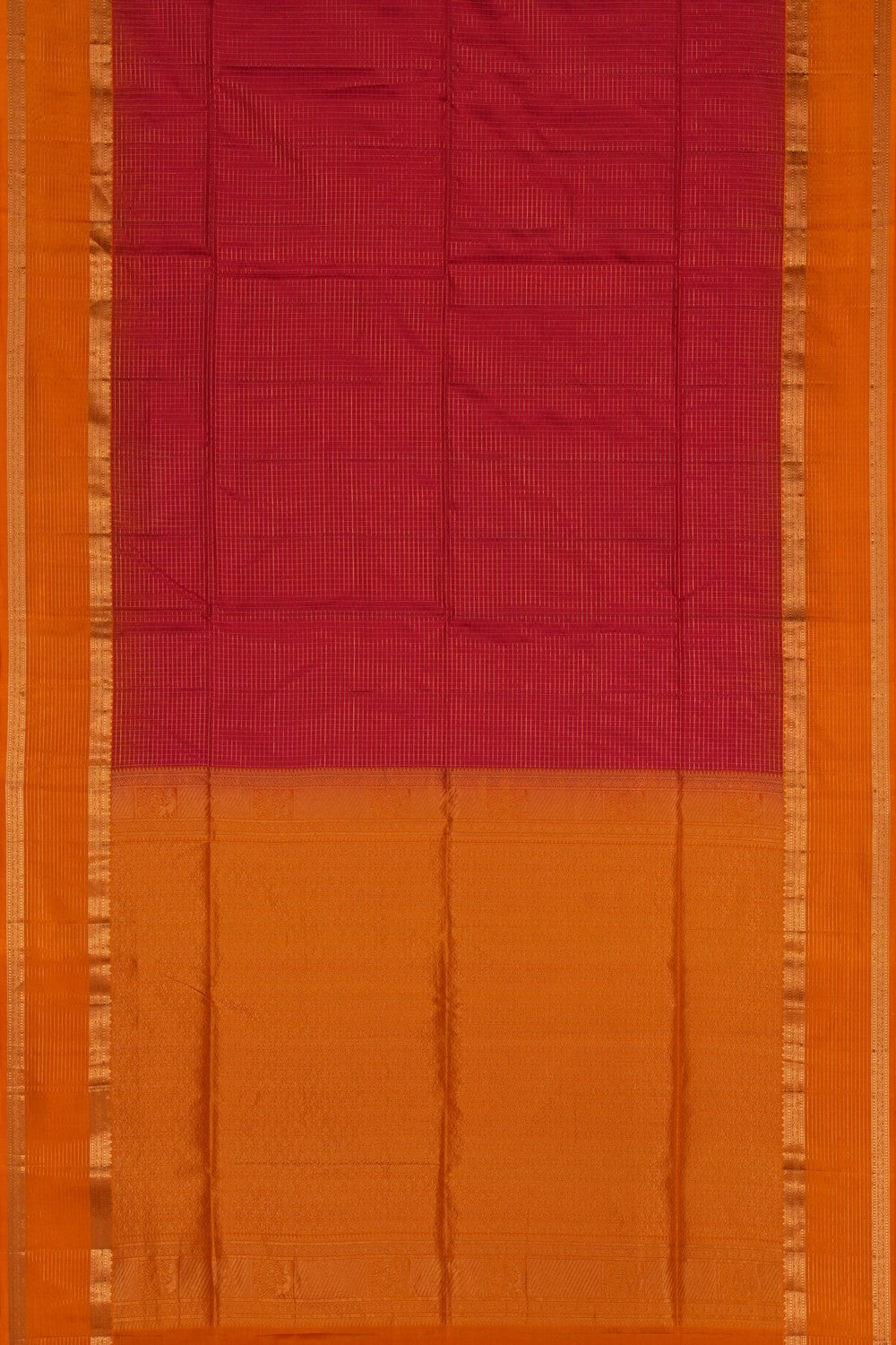 Image of South Silk Kattam Ruby Red Saree