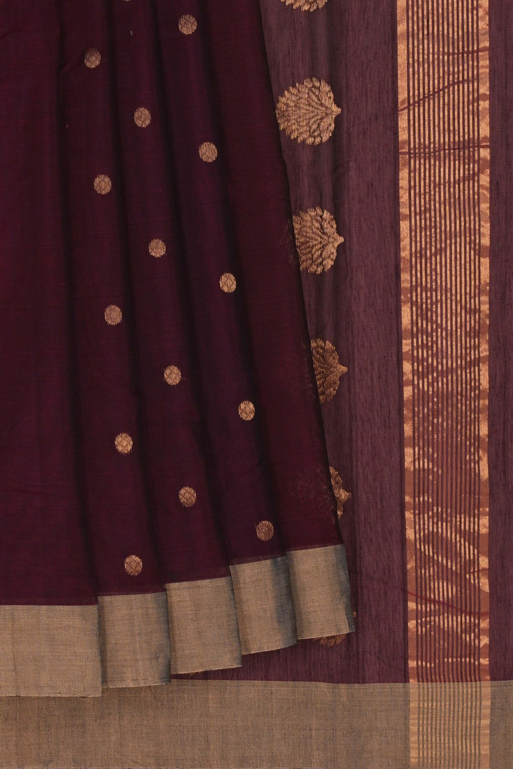 Image of A Chanderi Maroon Saree