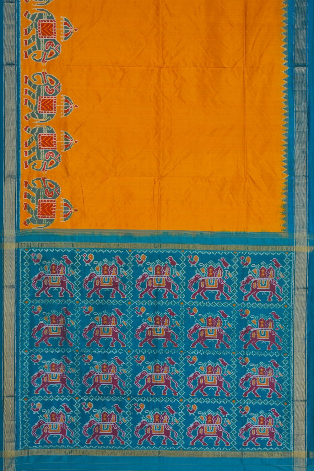 Image of Pochampally Ikat Silk Yellow Saree