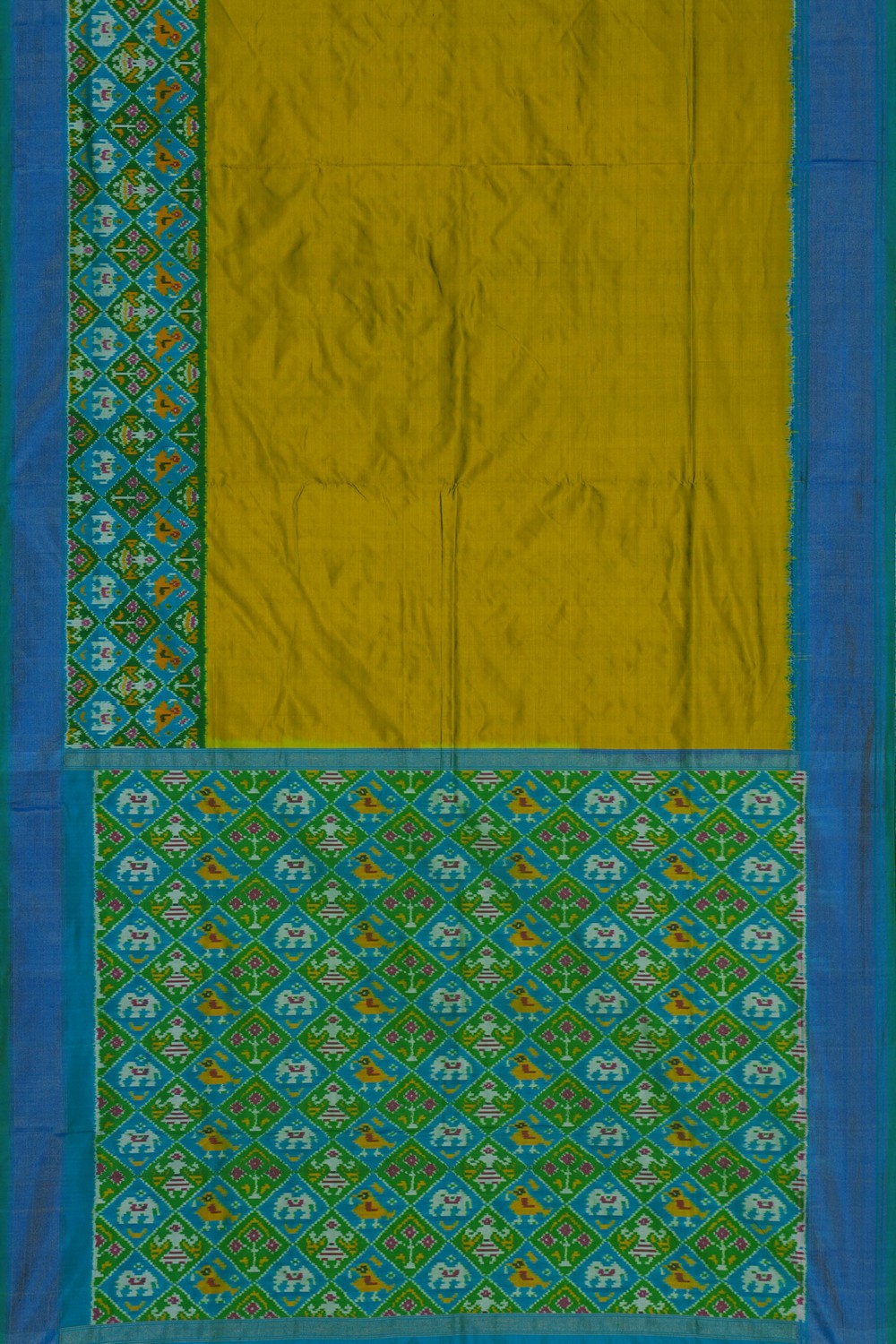 Image of Pochampally Ikat Silk Spring Green Saree
