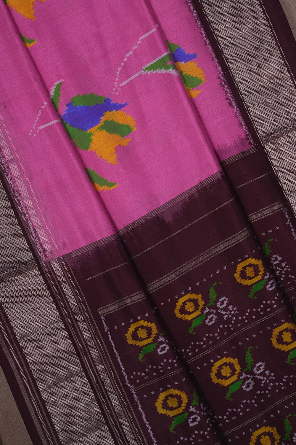 Image of Pochampally Ikat Silk Pink Saree