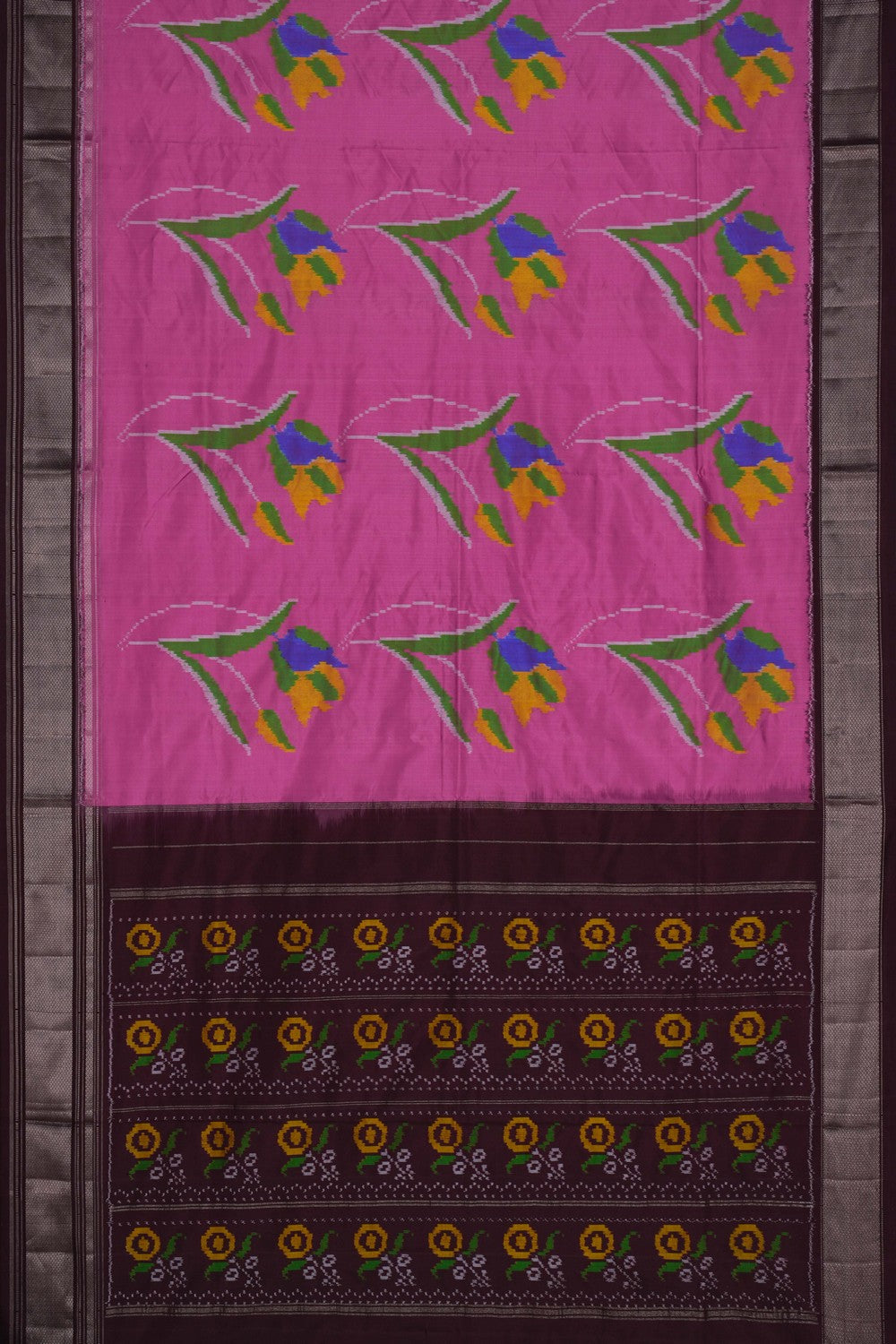 Image of Pochampally Ikat Silk Pink Saree