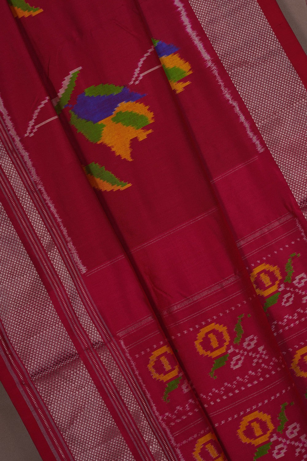 Image of Pochampally Ikat Silk Red Saree