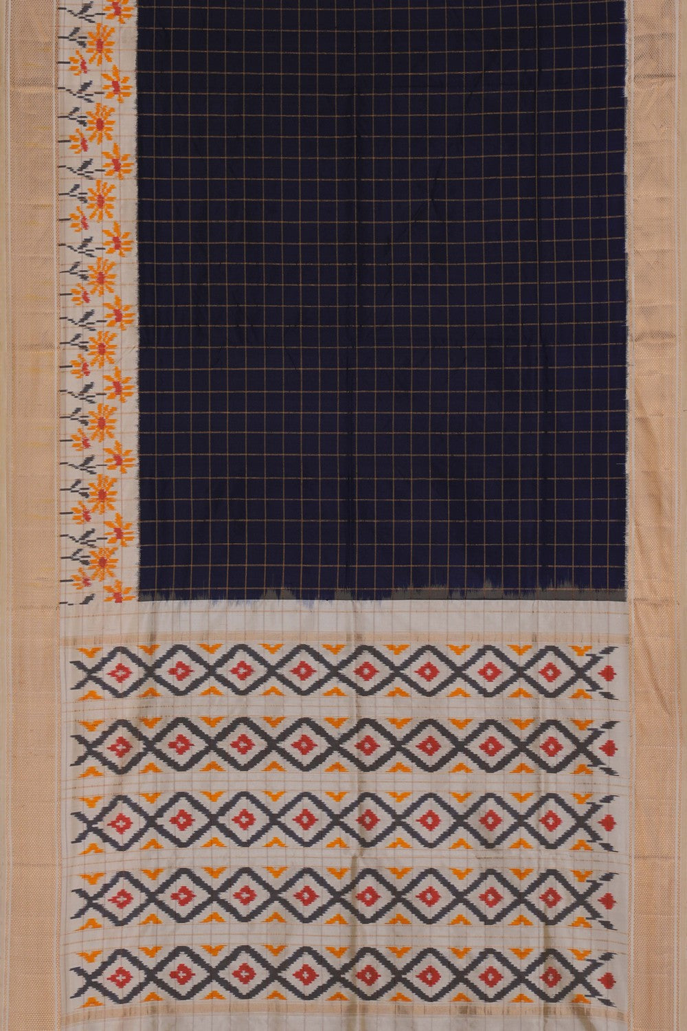 Image of Pochampally Ikat Navy Blue Saree