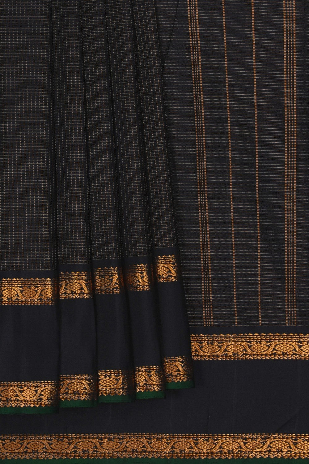 Image of Kanchi Silk Kattam Black Saree