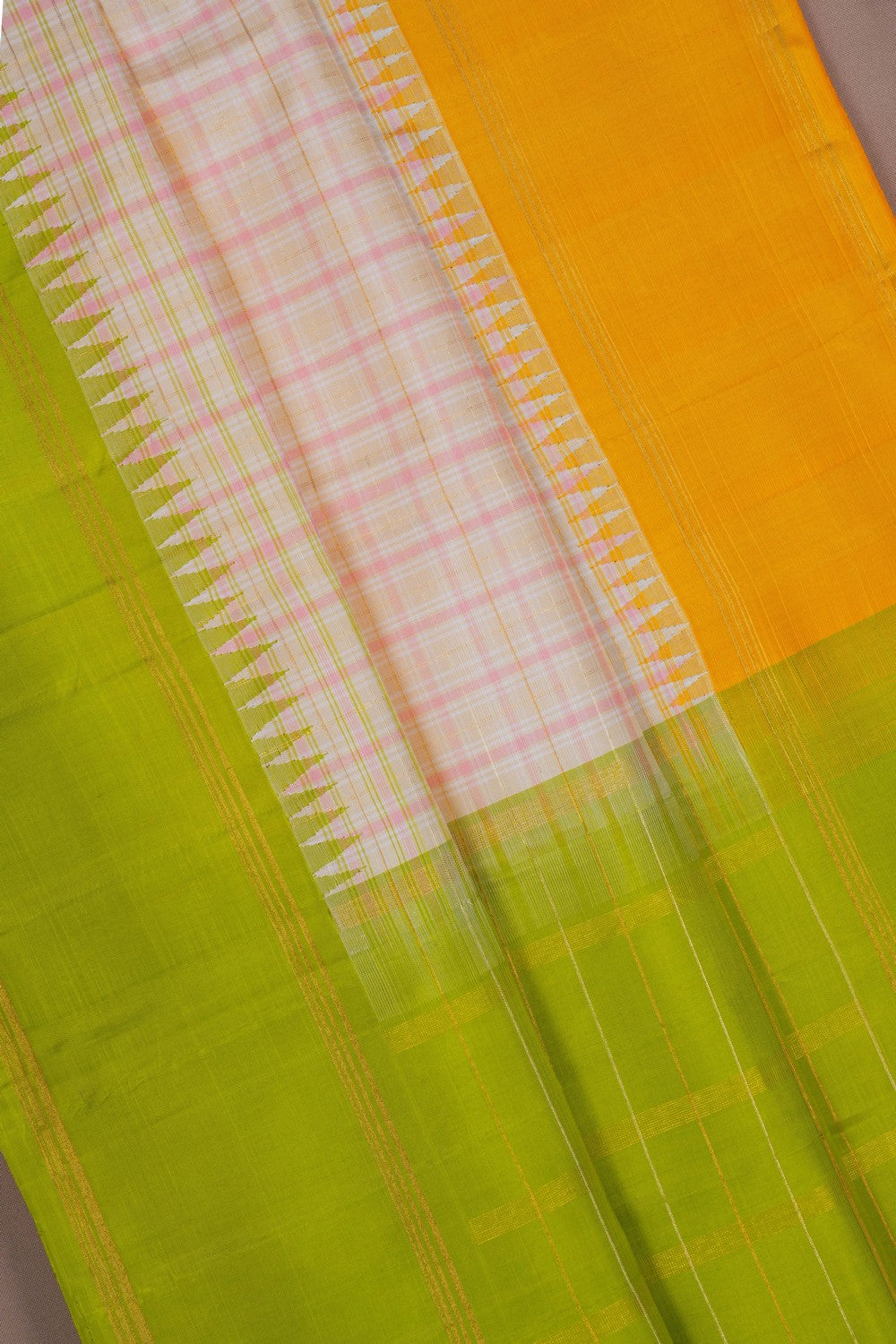 Image of Kanchi Silk Kattam Pattern Saree