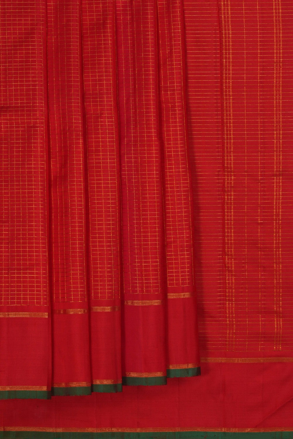 Image of Kanchi Silk Kattam Red Saree