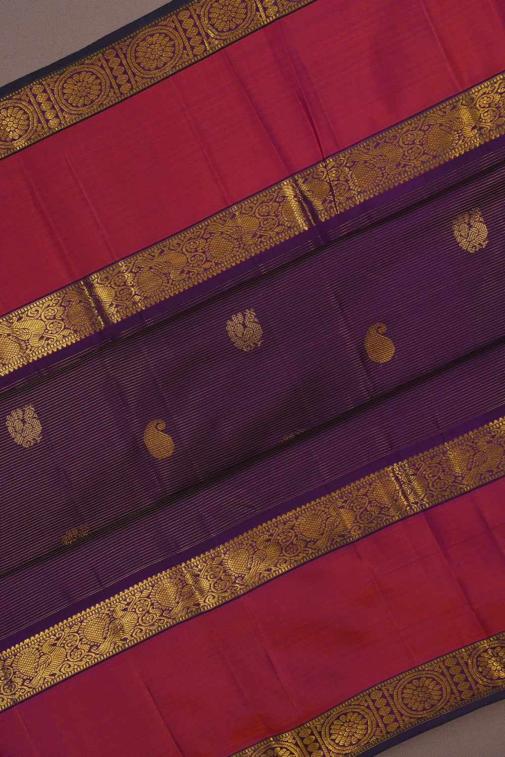 Image of Kanchi Silk Kattam Purple Saree