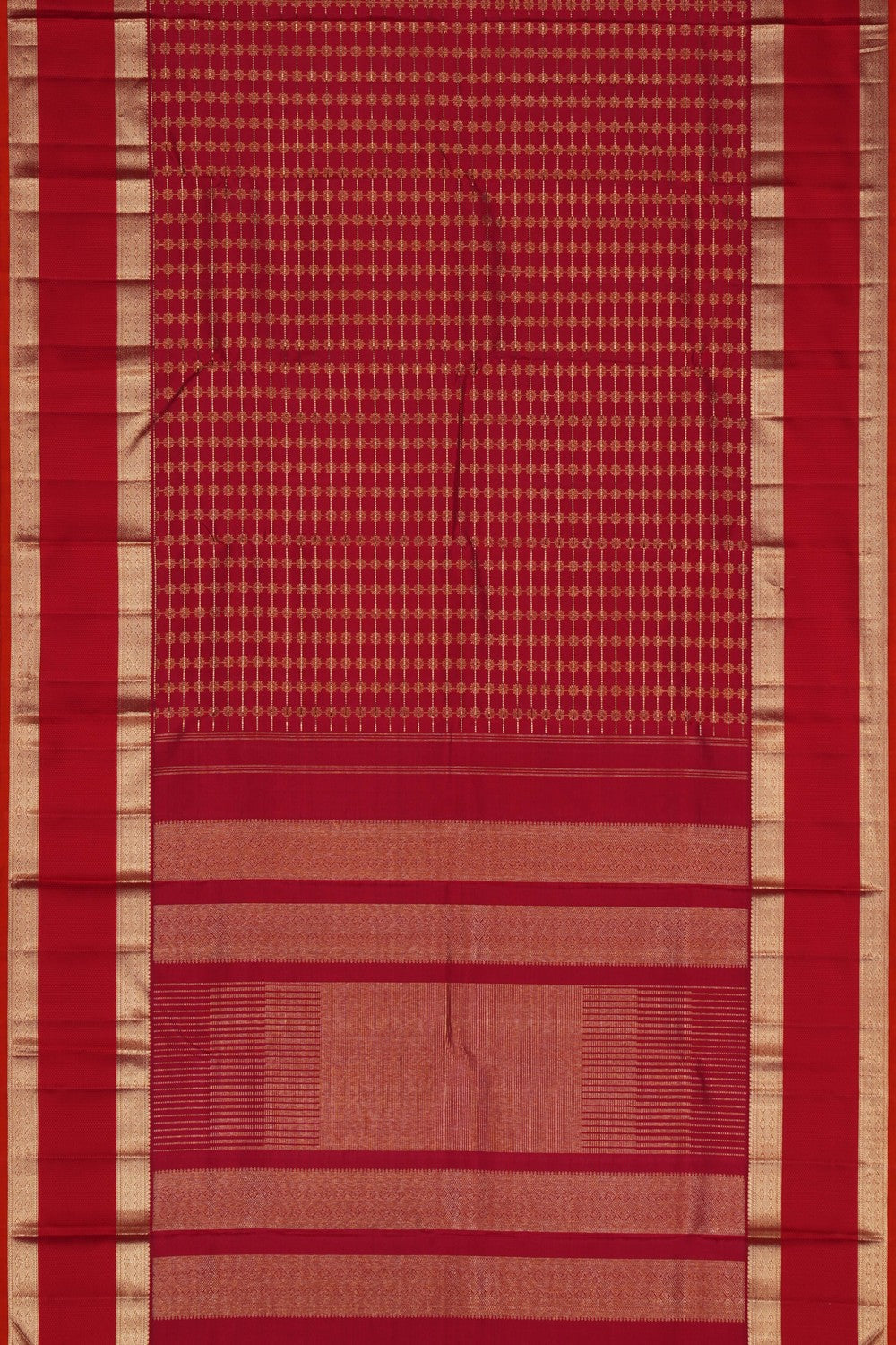 Image of Kanchi Silk Kattam Red Saree