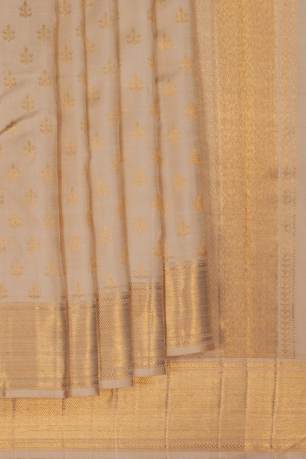 Image of Kanchipuram Silk Ivory Off-White Saree