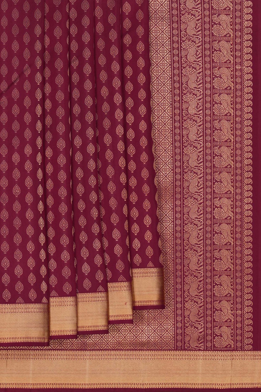 Image of Kanchipuram Silk Maroon Saree