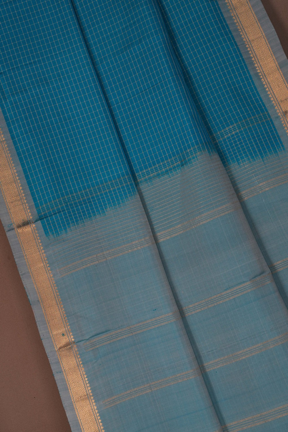 Image of Kanchipuram Silk Blue Saree