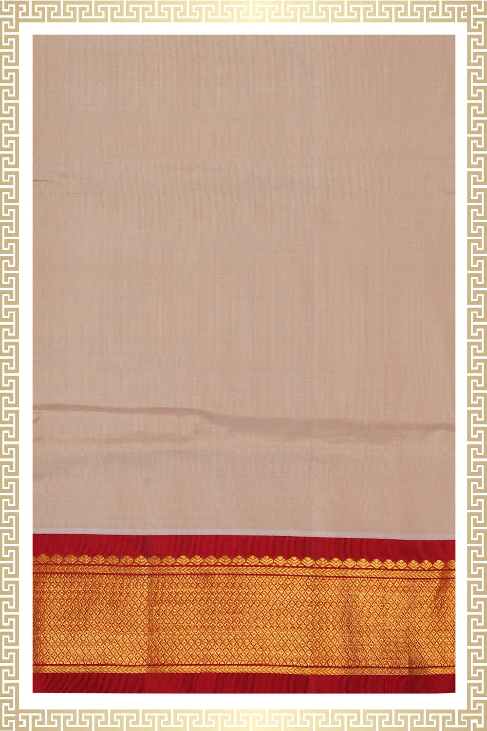 Image of Kanchi Silk Beige Traditional Dhoti With Kanduva (8 X 4)