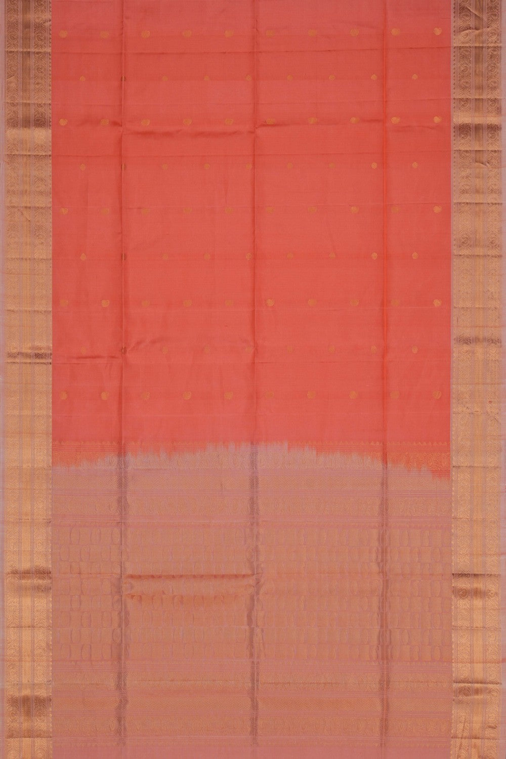 Image of South Silk Coral-Peach Saree