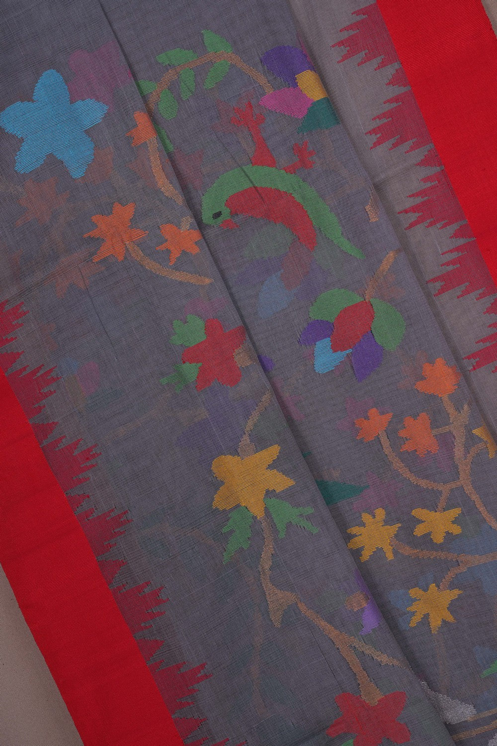 Image of Uppada Cotton Grey Saree