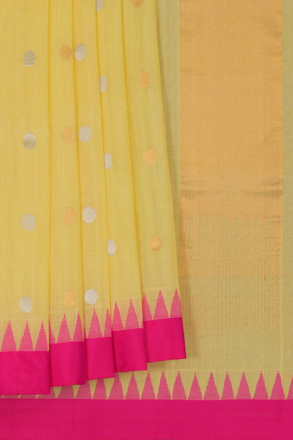 Image of Uppada Cotton Yellow Saree