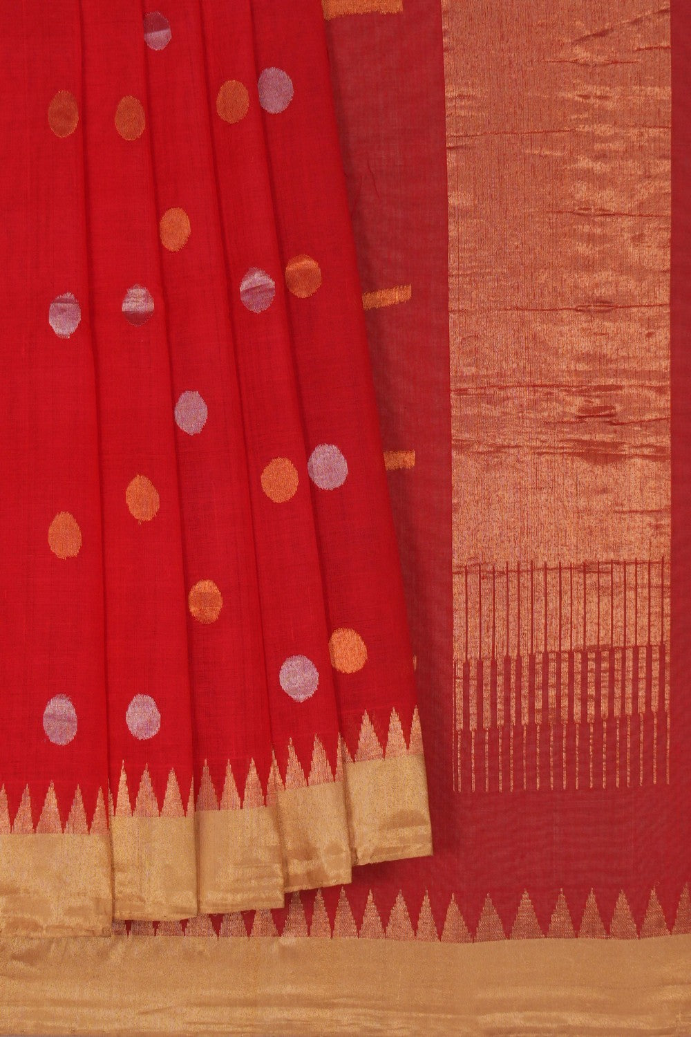 Image of Uppada Cotton Red Saree