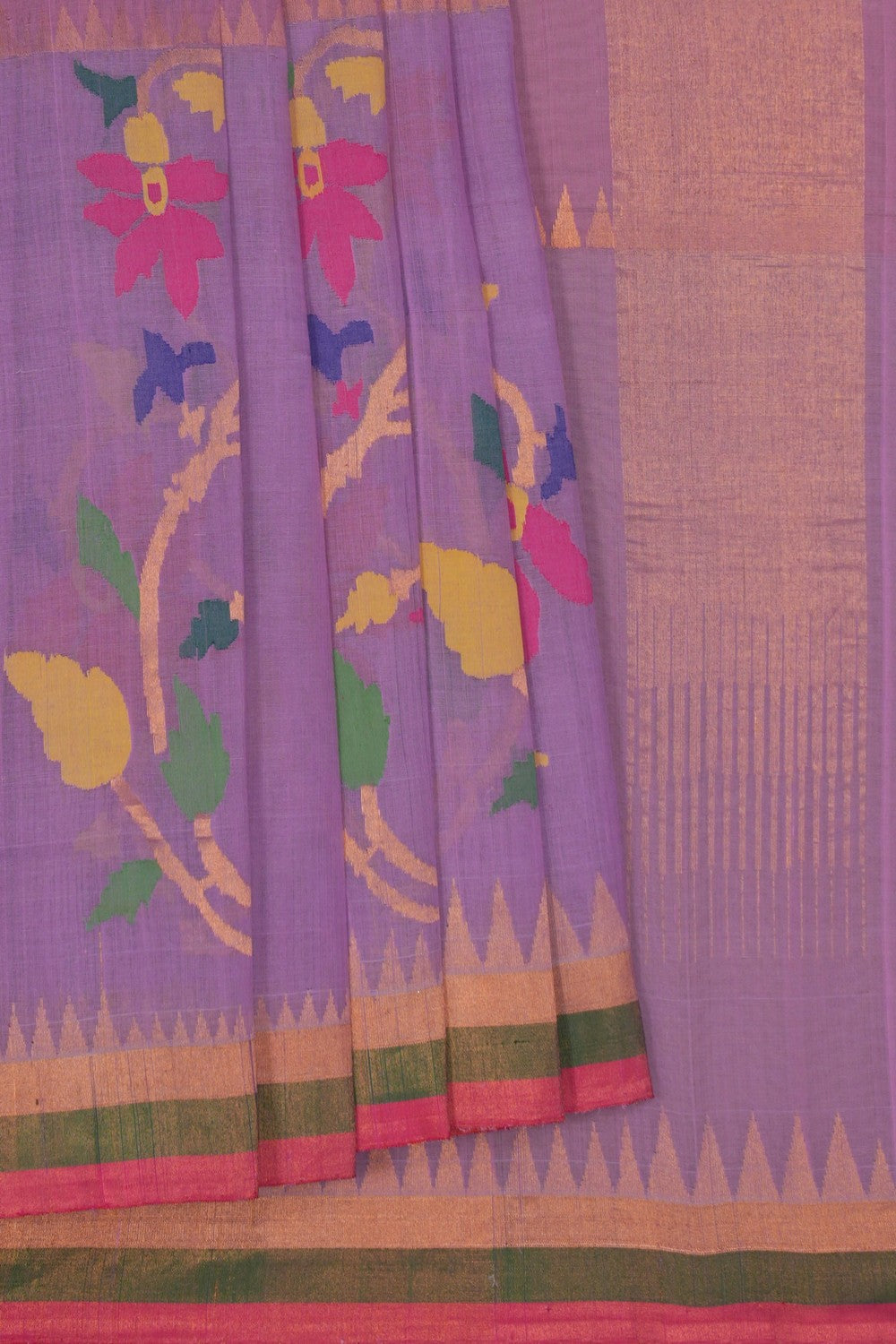 Image of Uppada Cotton Purple Saree