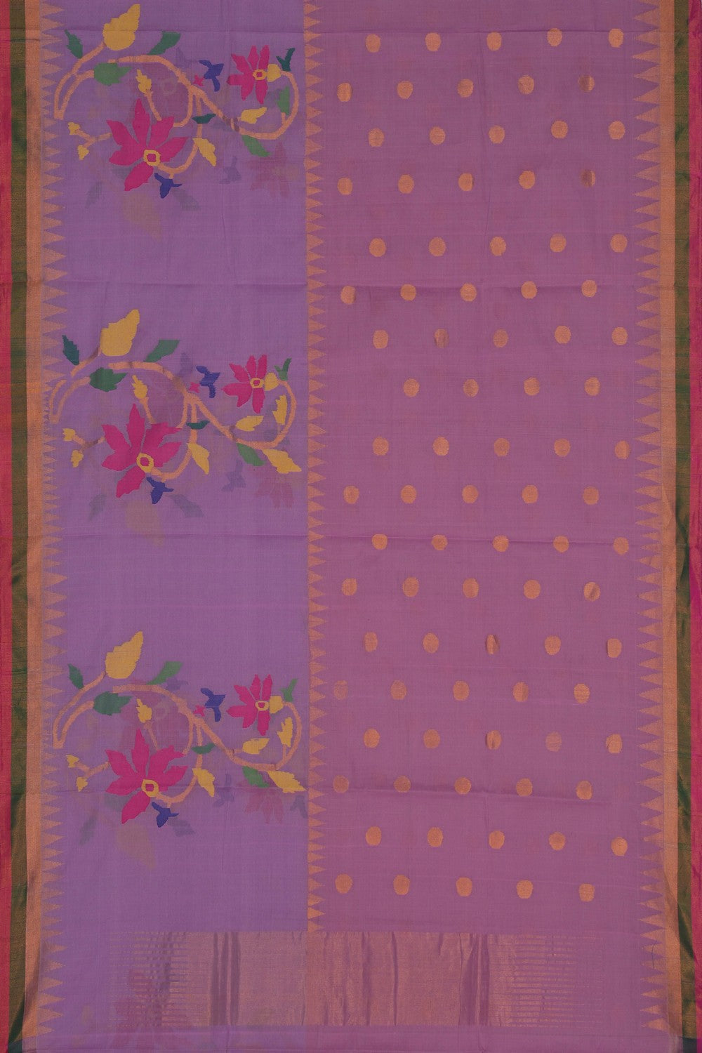 Image of Uppada Cotton Purple Saree