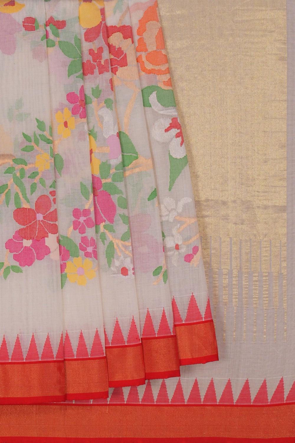 Image of Uppada Cotton Off-White Saree