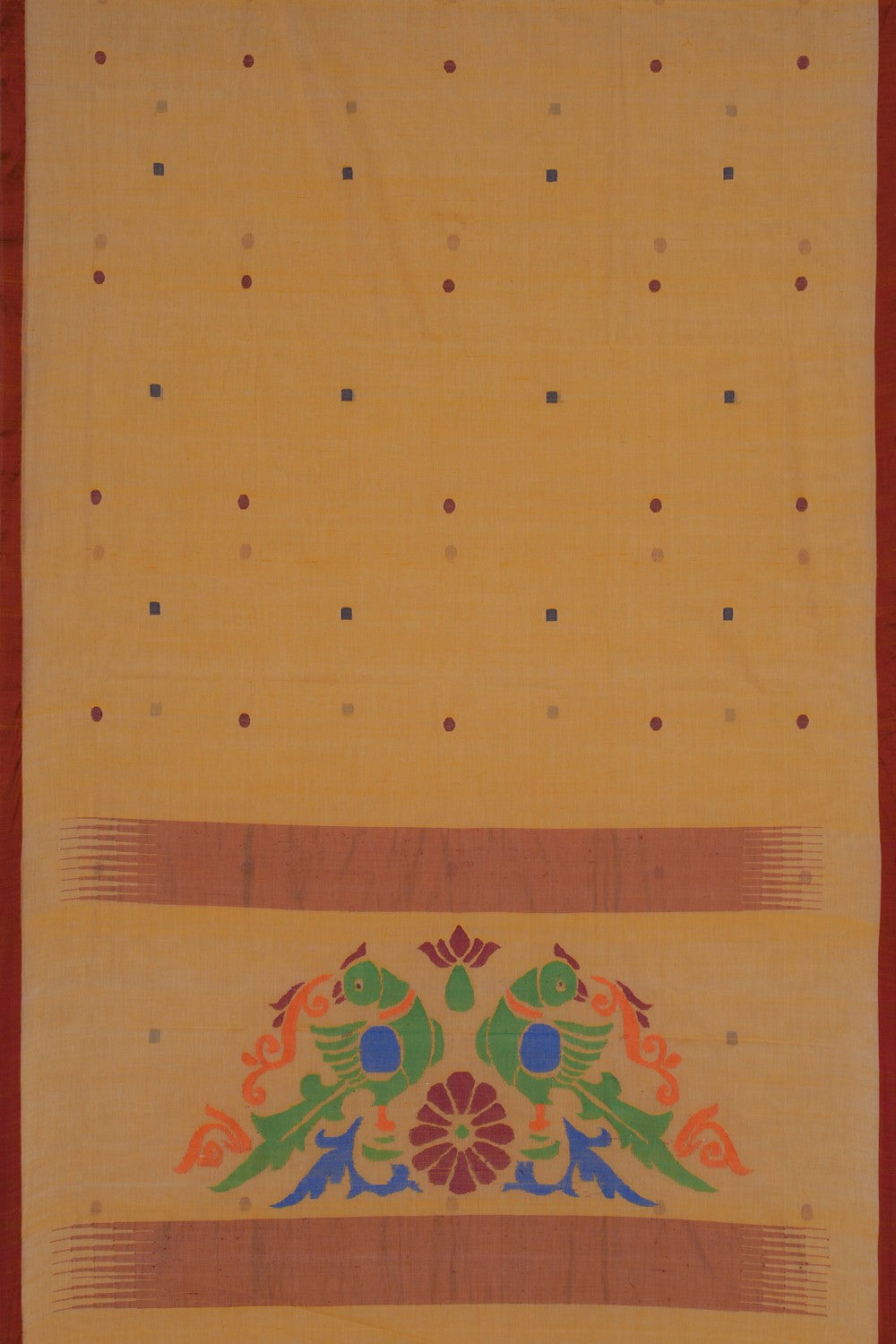Image of Ponduru Cotton Pale-Yellow Saree