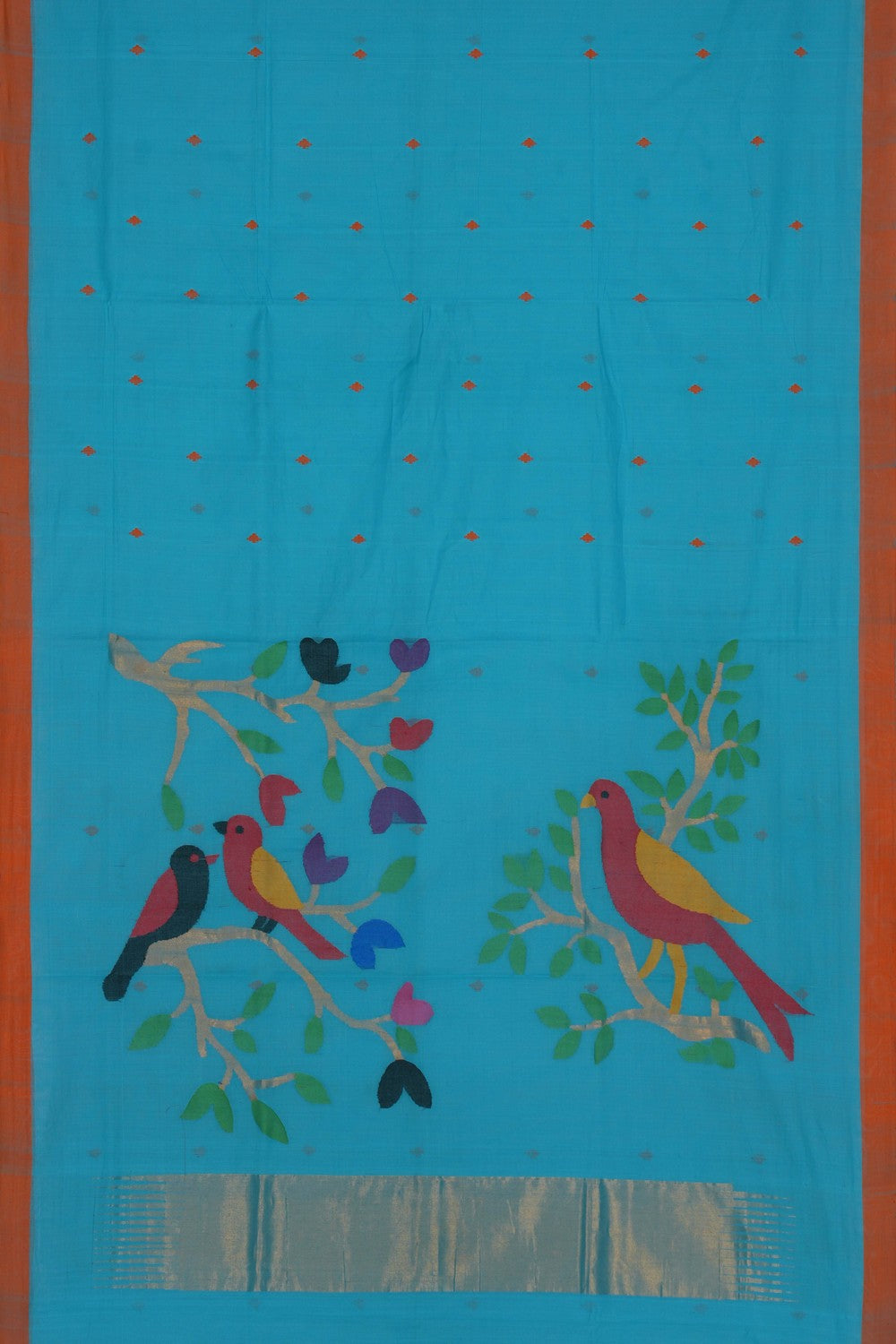 Image of Ponduru Cotton Blue Saree
