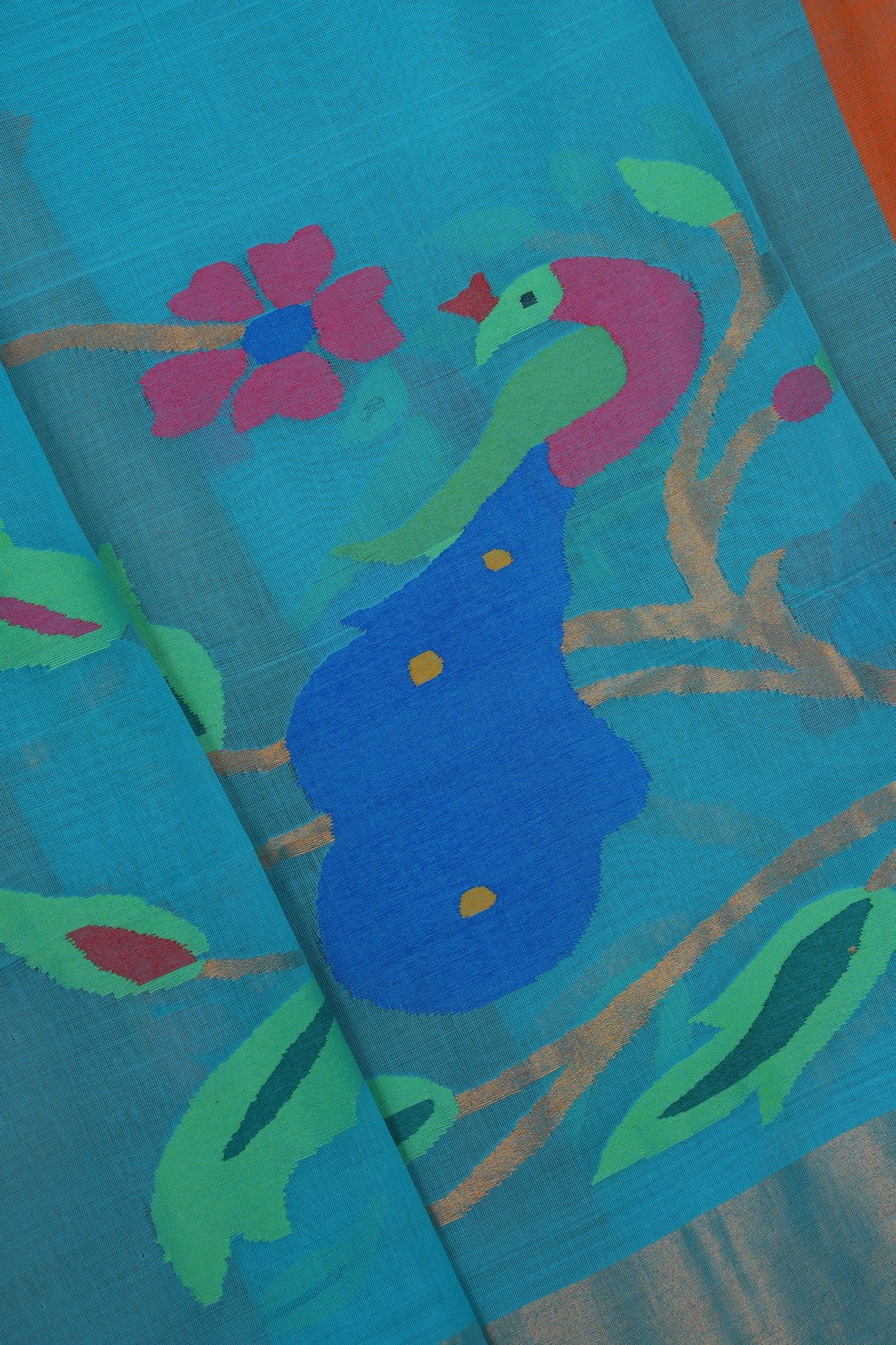 Image of Ponduru Cotton Blue Saree