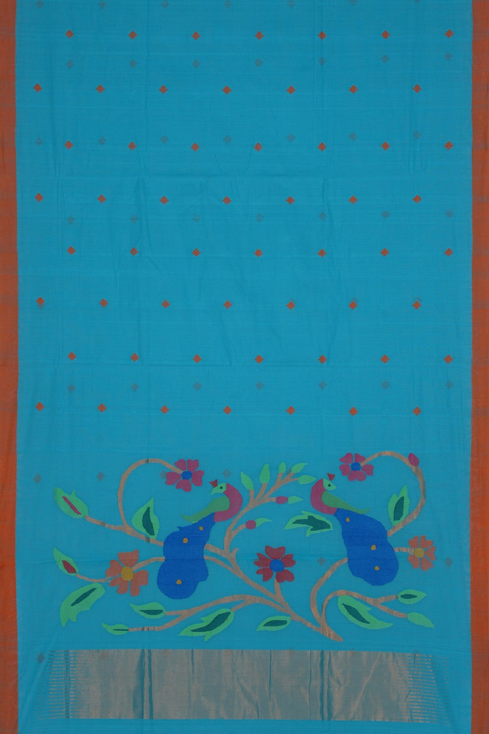 Image of Ponduru Cotton Blue Saree