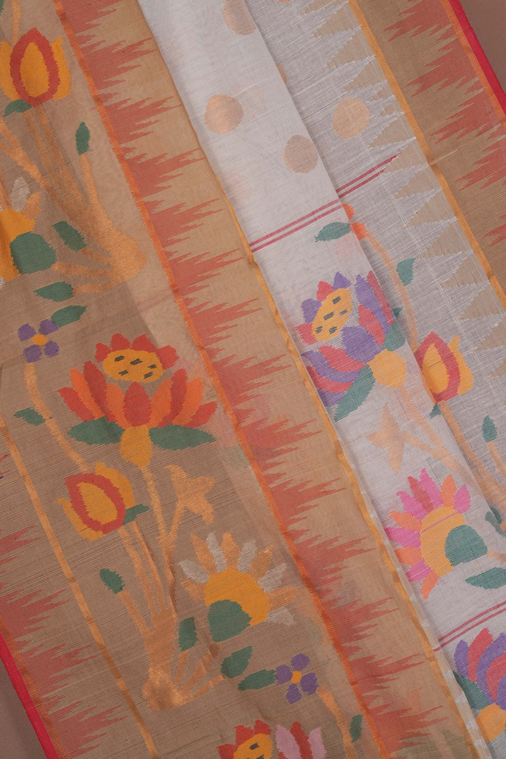 Image of Ponduru Cotton Off-White Saree