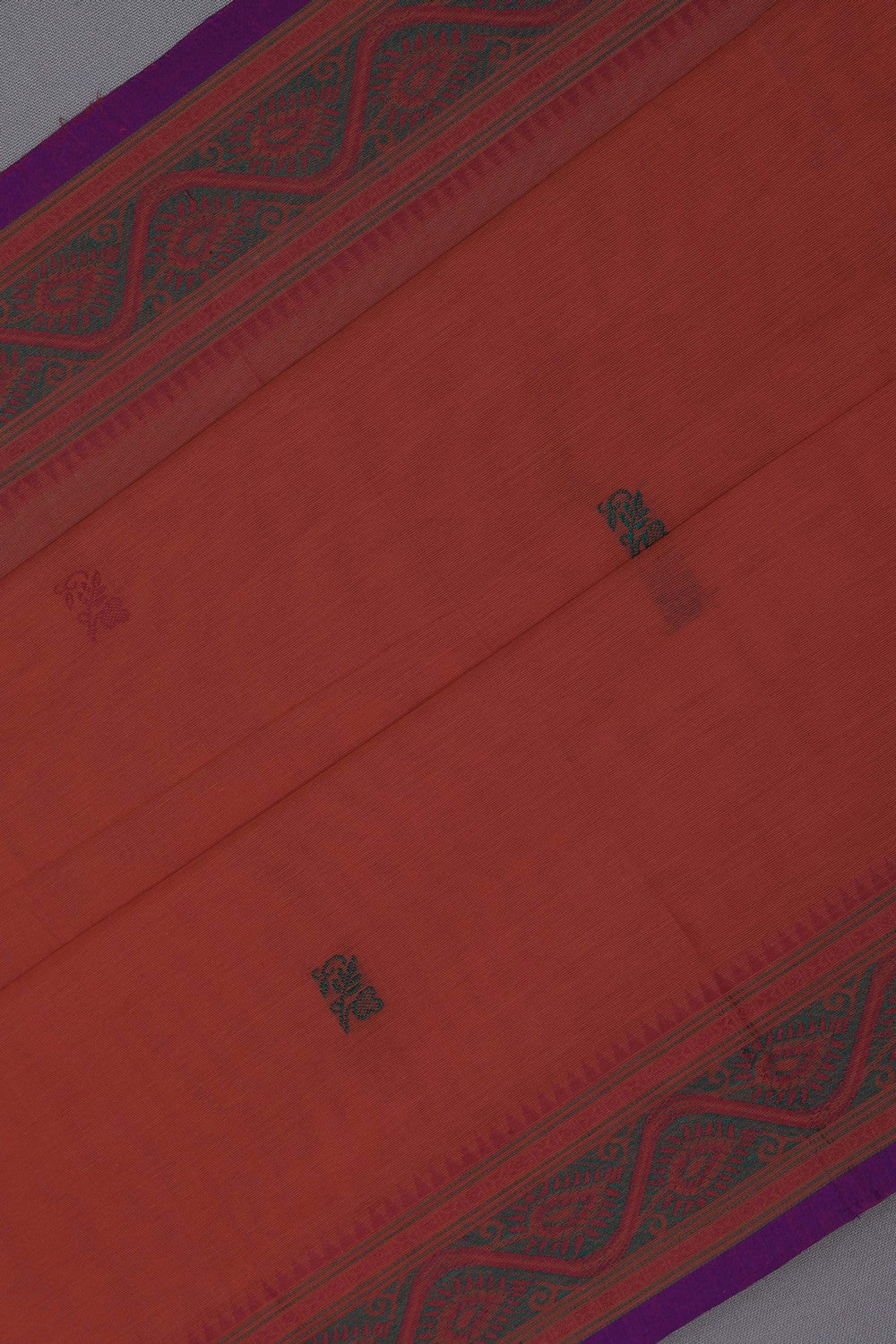 Image of Kanchi Cotton Silk Coral Orange Saree