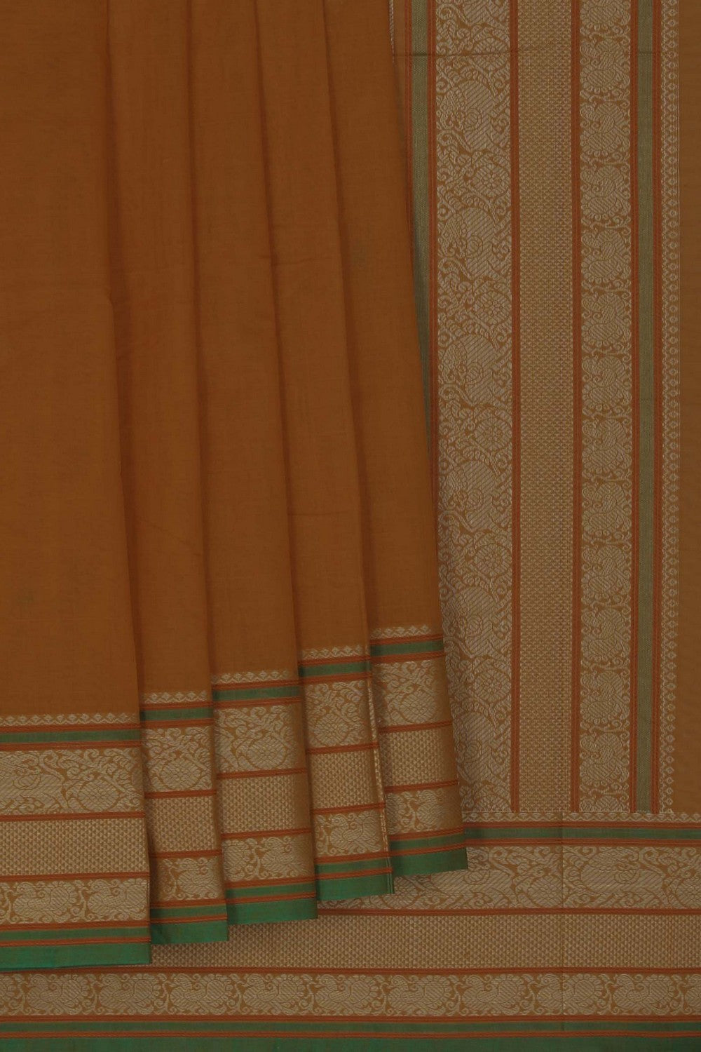 Image of Kanchi Cotton Silk Orange Saree