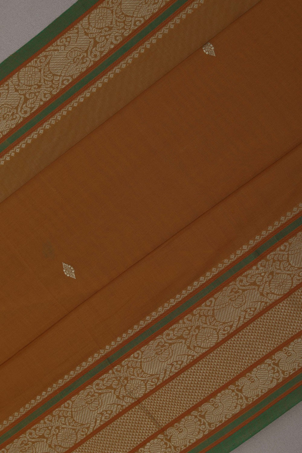 Image of Kanchi Cotton Silk Orange Saree