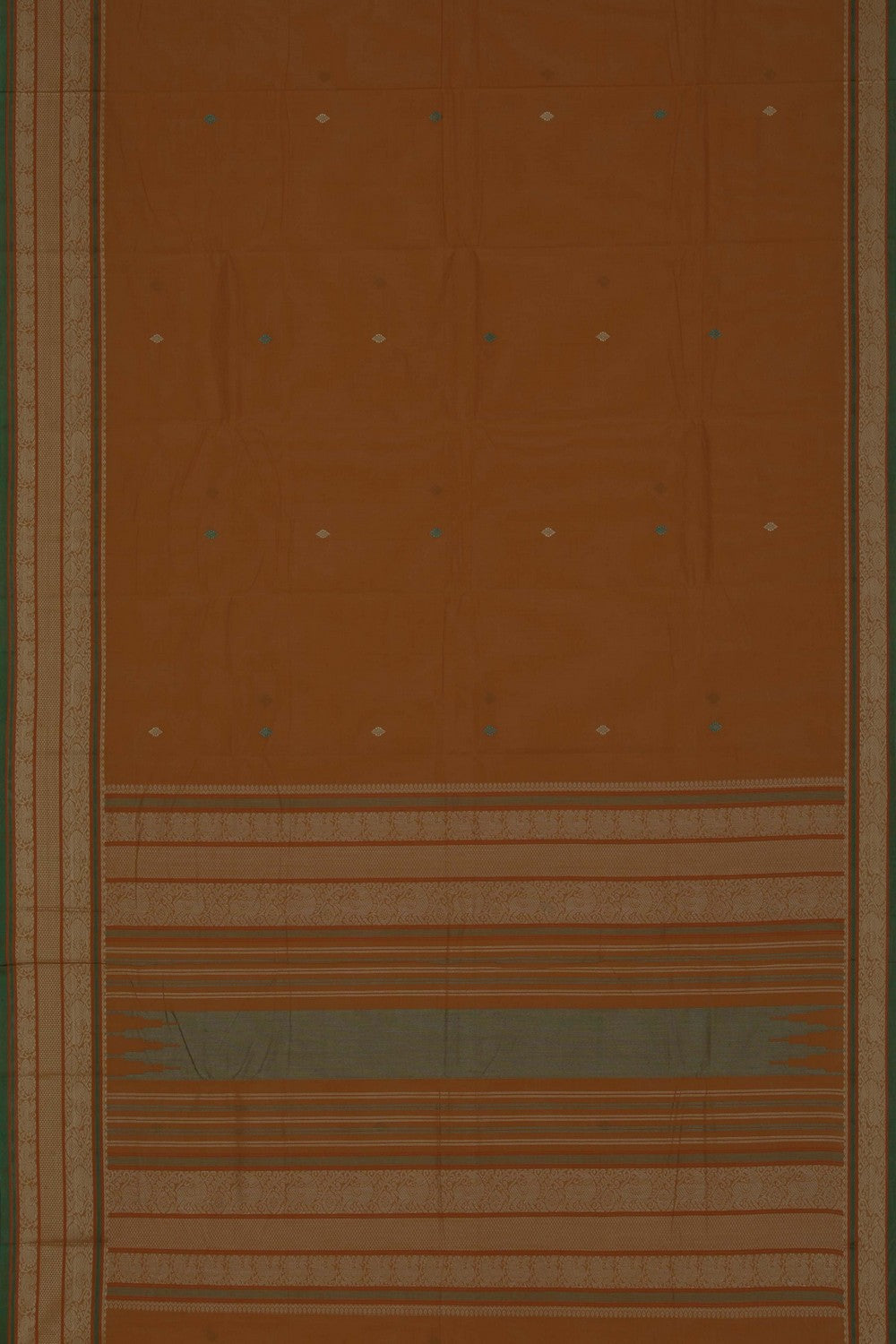 Image of Kanchi Cotton Silk Orange Saree