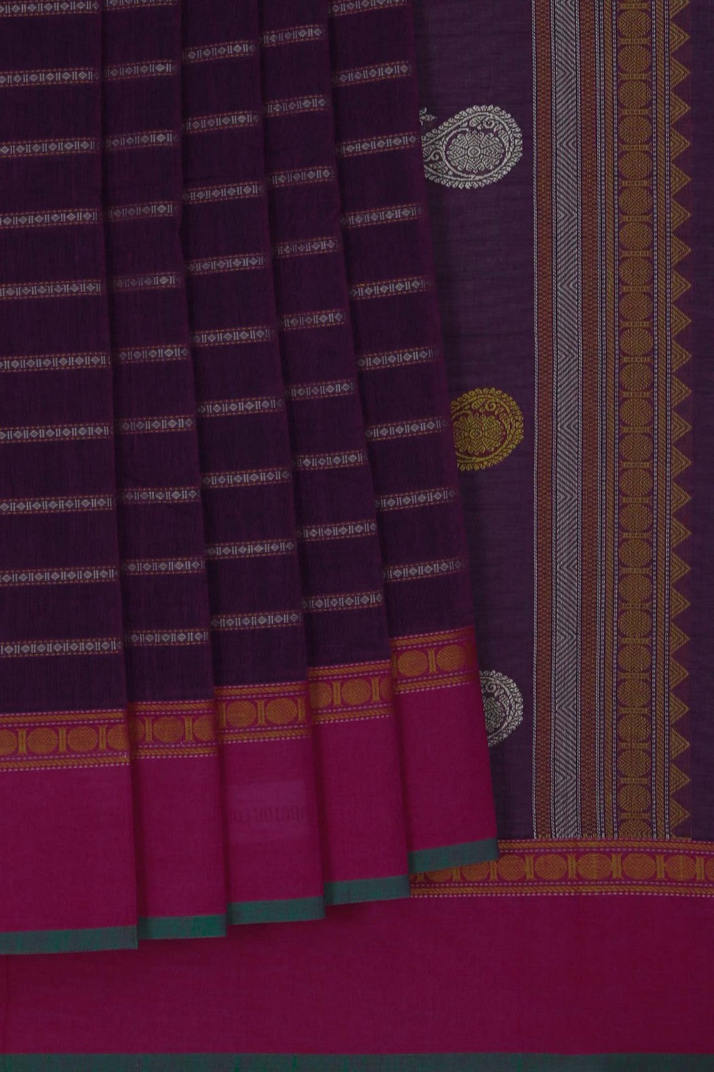 Image of Kanchi Cotton Magenta Saree