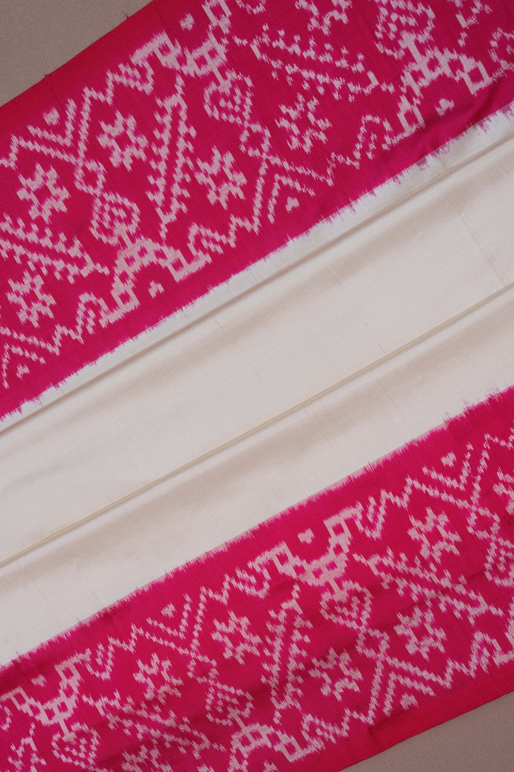 Image of Pochampally Ikat Silk Off-White Saree