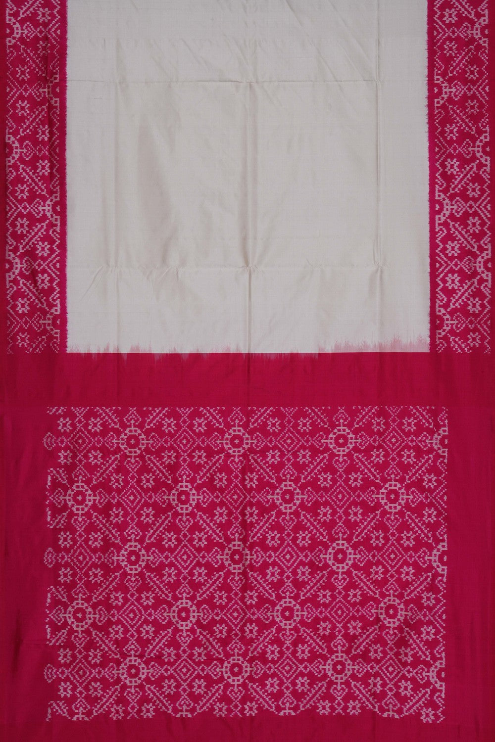 Image of Pochampally Ikat Silk Off-White Saree