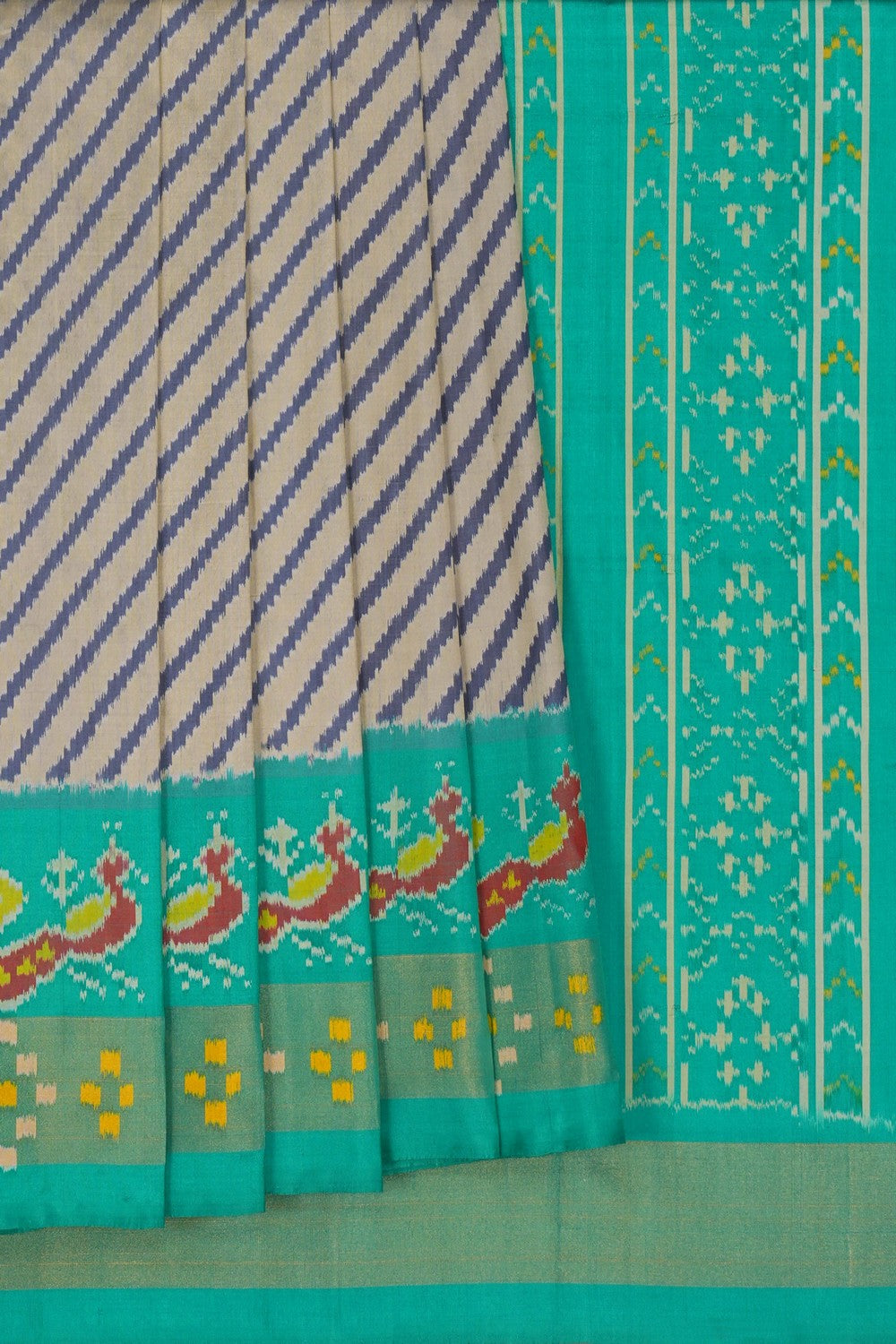 Image of Pochampally Ikat Silk Grey Saree